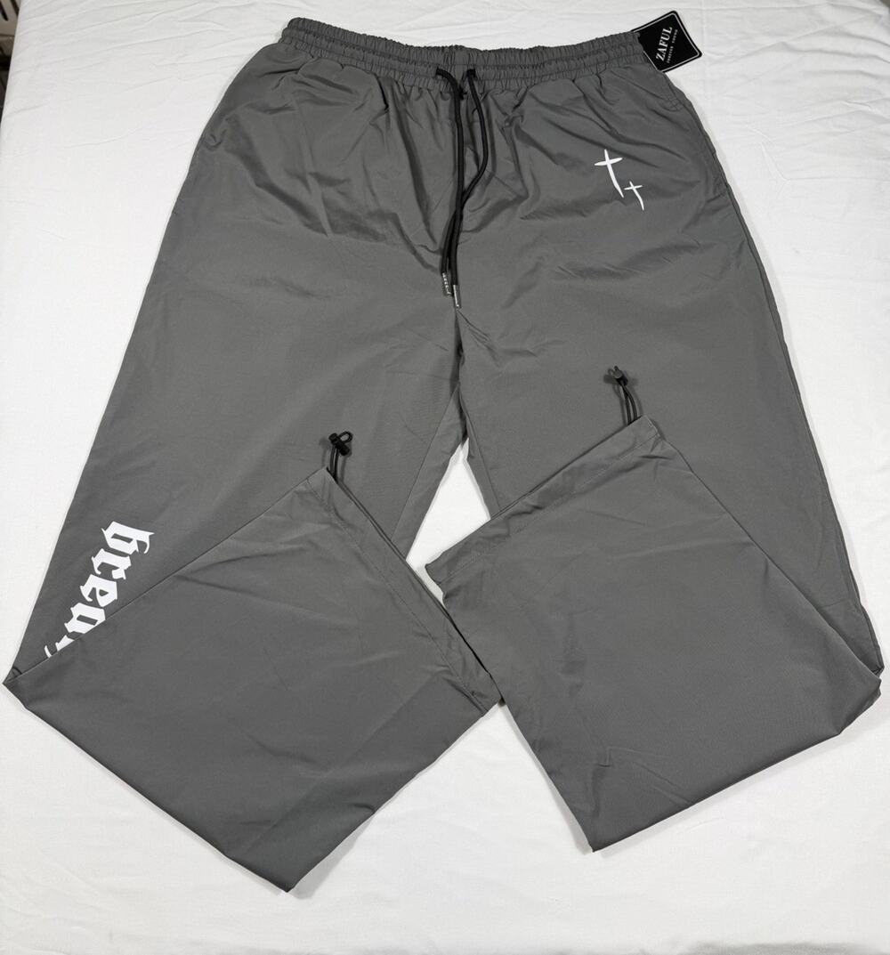 ZAFUL FOREVER YOUNG MENS SMALL GRAY JOGGER PANTS TRENDING LEG BREAKEVERYTHING